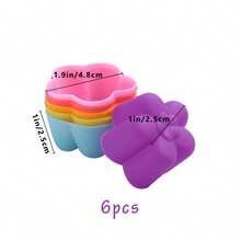 6 件装硅胶纸杯蛋糕烘焙杯多花形硅胶纸杯蛋糕模具不粘纸杯蛋糕包装纸托可重复使用松饼盘松露杯用于烘焙