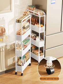 1pc Movable Small Rolling Cart, Narrow Gaps Storage Practical Rack, Multi-Layer Storage Shelves, With 360° Swivel Casters, Suitable For Kitchen/Bathroom/Bedroom/Beside Fridge Storage Rack ,Jewellery Box,Pouch,Makeup Brush Holder,Brush Holder,Perfume Organiser,Pouch Bag