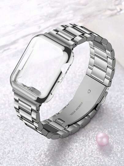 2 st rostfritt stål Apple Watch Band + TPU skyddsfodral, justerbar rem kompatibel med Apple Watch Series 10 9 8 7 6 5 4 3 2 1, 38 mm 40 mm 41 mm 42 mm 44 mm 45 mm 46 mm 49 mm, Lämplig för män, resor, resor, affärer, presenter, resor, för män och för kvinnor