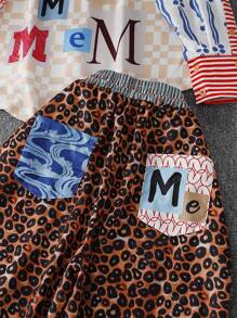 Women's Spring And Summer Thin Two Pieces Casual Leopard Print Long Sleeve Shirt And Pants Two Pieces Suit