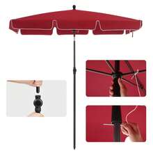 SONGMICS Outdoor Parasol, Stand And Base - Red - View 8