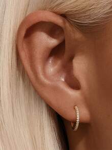 EleRunis 1PC 925 Sterling Silver Dainty 6/10/12 MmHoop Earrings Cartilage Piercing Earrings Ear Cuff Tiny Hoop Earrings For Women Daily Wear Wedding Party - Gold - View 18