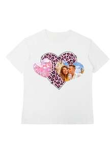 Customized T-Shirts, Women'S T-Shirts With High-Definition Avatars, Personalized Customization Loving Style T-Shirts, New Heat Transfer Printing Technology, High-Definition Images, Comfortable, High Elasticity, The Best Gift For Girlfriends/Wives,1pc - White - View 4