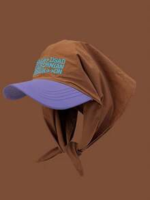 New Multicolor Headband Tied Visor Cap, Fashionable Letter Embroidery Sun Protection Hat For Women, Summer - Multicolor - View 5