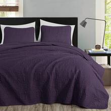 Austin Oversized Bedspread Set 3-Piece Ultrasonic Quilted Soft Lightweight Microfiber Coverlet For All Season - Purple - View 1