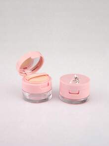 5g Mini Portable Loose Powder And Honey Powder Packaging Box, With Isolated Sieve Holes And Powder Puff Box, Equipped With Makeup Mirror, Travel Container, Portable And Space Saving, Daily Carrying, Outdoor Travel, Home Use - Pink - View 6