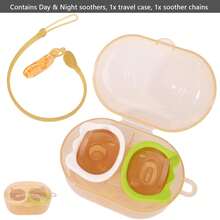 Bebamour Baby Dummy With Container Baby Soothers 0-6 Months, Pack Of 2 Baby Dummy, Dummies Day And Night Soothers - Orange - View 2