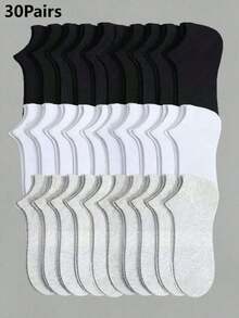 5/10/20/30 Pairs Unisex Invisible Socks, Summer No Show Ankle Socks, Breathable Thin Casual Low-Cut Socks - Multicolor - View 1