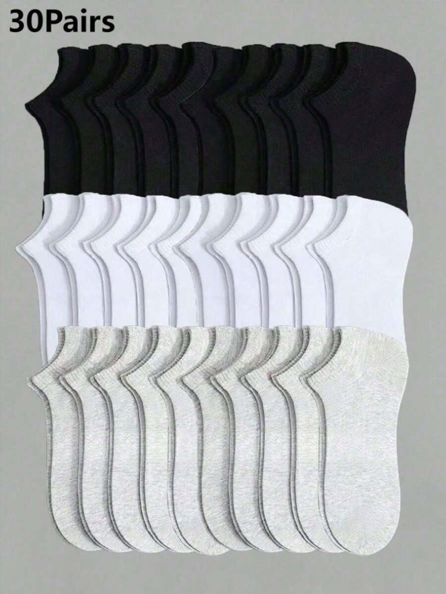 5/10/20/30 Pairs Unisex Invisible Socks, Summer No Show Ankle Socks, Breathable Thin Casual Low-Cut Socks - Multicolor - View 1