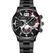 Set de 5 relojes de pulsera de acero con correa para hombre, relojes de cuarzo con indicador luminoso para deporte