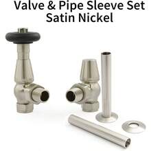 Hot Flow |  Traditional Thermostatic Radiator Vae Angled TRV (Brushed Nickel With Sve) - BrushedNickelWithSleeve1 - View 2