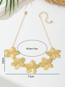 1pc Women's Delicate Elegant Floral Pendant Necklace, High-End 3D Textured, Graceful Collarbene Chain Necklace - Gold - View 5