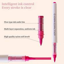 علامات طلاء أكريليك، مجموعة 9 قطع من أقلام الطلاء الأكريليك ذات فرشاة ناعمة ، مع 14 لون احترافي للرسم على الصخور والسيراميك والخشب والقماش والزجاج والحجر والقماش وصناعة البطاقات والأدوات الفنية الرجوع إلى المدرسة