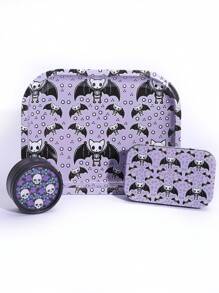 3 Pieces Set, Entry-Level Set With Multiple Prints - Including Metal Rolling Tray, Grinder, And Iron Box, Stylish Design, Perfect Gift For Halloween And Christmas!