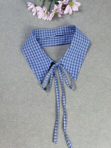 1pc Men's Elegant Embroidery Dual-Color Plaid Polyester Fashion Collar, Versatile For All Seasons - Multicolor - View 10