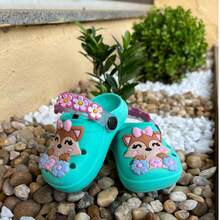 Babouche Papete Sandal Children's Girl Comfortable Soft Fox And Cute 3D Designs - màu xanh lá - Xem 1