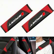 2pcs Customized Logo Carbon Fiber Leather Car Seat Belt Shoulder Pad Covers