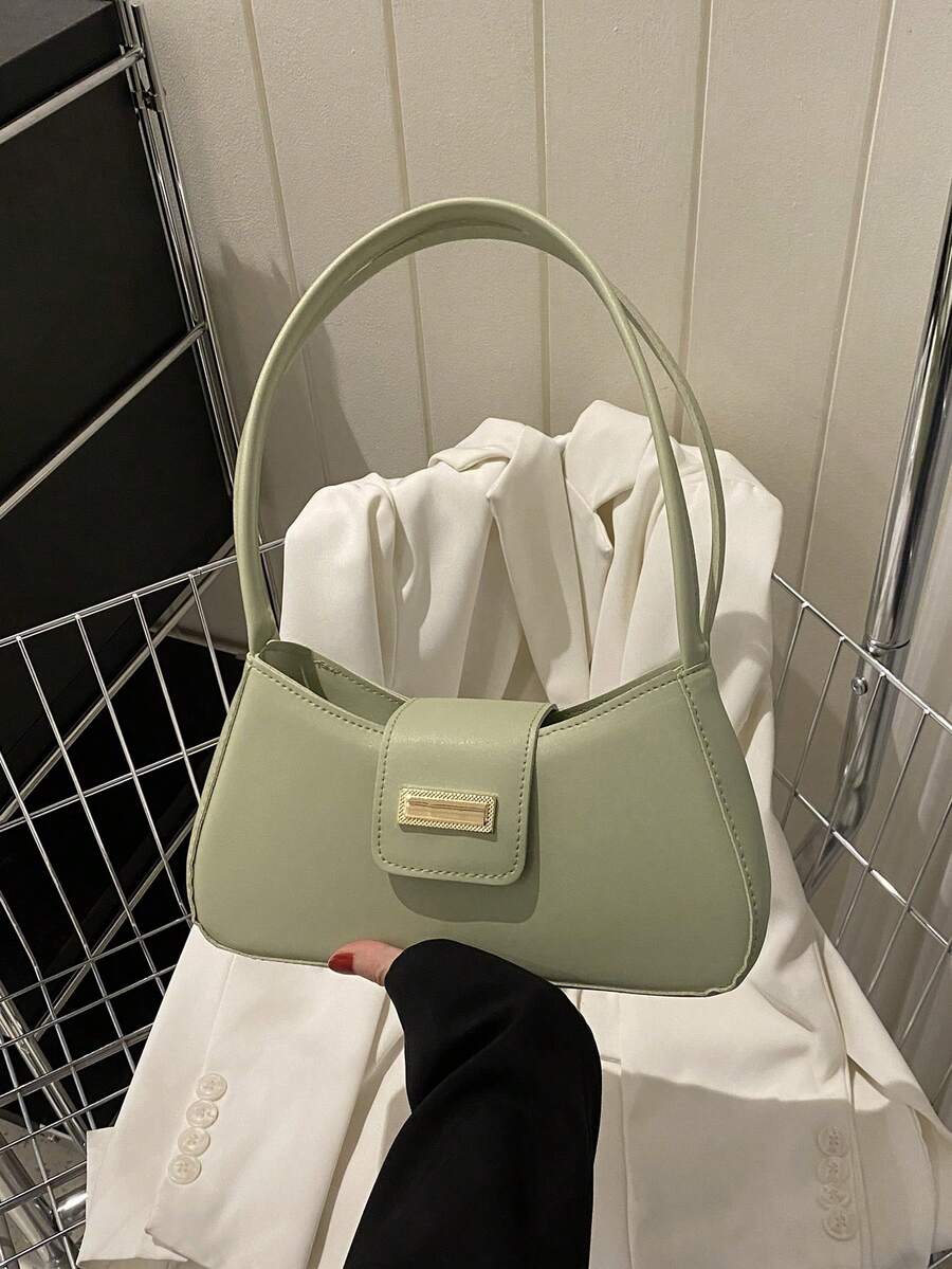 High-End Underarm/Handbag Small Niche Fashionable Commuter Baguette Shoulder Bag - Green - View 1