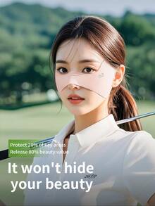 GOLOVEJOY 1 pezzo Nuova mascherina di protezione con disegno ad ali di farfalla a metà in seta di ghiaccio, monocromatica, adatta per golf all'aperto, protezione UV, traspirante, per zigomi di donna - Multicolore - Visualizzare 6