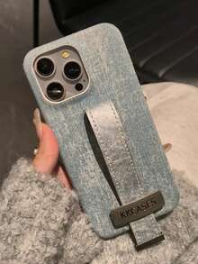 时尚新款高端复古牛仔布带多功能支架保护手机壳，适用于苹果系列，防摔防水防震防刮 - 藍色 - 查看 4