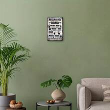1pc Retro Spanish Wooden Bathroom Rules Sign - Amusing & Rustic Home Decor, Farmhouse Style, Suitable For Bathroom, Toilet, Room Decoration - Multicolor - View 3