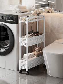 1pc Movable Small Rolling Cart, Narrow Gaps Storage Practical Rack, Multi-Layer Storage Shelves, With 360° Swivel Casters, Suitable For Kitchen/Bathroom/Bedroom/Beside Fridge Storage Rack ,Jewellery Box,Pouch,Makeup Brush Holder,Brush Holder,Perfume Organiser,Pouch Bag