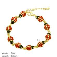 1pc 2025 Fashion Jewelry Gold Plated Enamel Red Insect Ladybug Strawberry Bracelet - Charm Bracelet - View 6