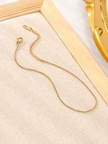 1pc Stainless Steel Minimally Thin Chain Foot Chain Women's Beach Vacation Style Jewelry - Yellow Gold - View 2