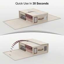 1 Pack Bed Sheet Organizers, Storage Bins With Leather Handle, Foldable Sheet Organizer For Linen Closet, Sheets Set Folder Keeper With Window Organizing Bedding Container, Blanket Storage - Multicolor - View 6