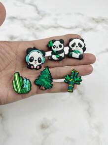 9pcs/Set Panda Cartoon Pattern Sandal Accessories Decorative DIY Decoration Kit, Suitable For Beach, Holiday, Birthday Gifts