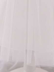 Baby Girls' Floral 3D Mesh Backless Bow Party Dress, Suitable For 1st Birthday, Flower Girl, Without Headband