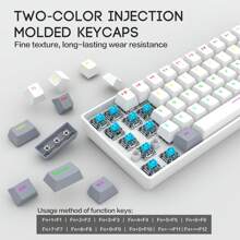 Clavier filaire compact à 61 touches, 60% de taille, rétroéclairage RVB, clavier mécanique petit et portable pour le bureau, l'ordinateur, la tablette, l'ordinateur portable, le joueur, blanc et gris