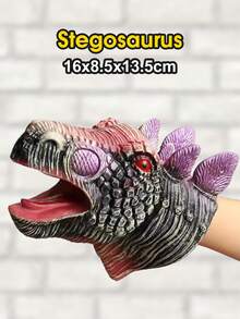 儿童橡胶恐龙头手偶玩偶，男孩游戏礼物，亲子互动木偶表演道具，节日派对装饰品 - 彩色 - 查看 19