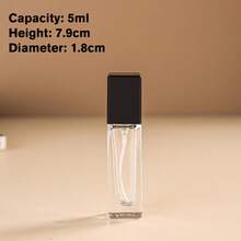 1 件 5/10 毫升透明迷你香水玻璃旅行瓶空化妆品瓶样品试管薄玻璃瓶琥珀色喷雾储存器 - 黑色 - 查看 6