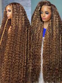 Uveous 200 Density 30 36 Inch Highlight Ombre Deep Wave HD Lace Front Wig Colored Curly 13X4 Hd Lace Frontal Wig Brazilian 4/27 Deep Wave Lace Front Wigs For Women Hair Wigs 13x4 Ombre Colored 13x4 Deep Wave Lace Frontal Wig - S4/27 - View 6