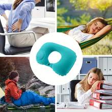 1pc Modern Velvet U-Shaped Inflatable Neck Pillow, Automatic Neck Support, Portable, Multi-Postures, Quick Snap Closure, Hand Washable, Suitable For Travel, Home, Office, Car And Movie Night, Excellent Gift Recommendation For Holiday, Outdoor