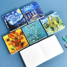 1 pieza/4 piezas Cuaderno de bocetos de Van Gogh, 200 páginas, papel en blanco, libreta de bocetos de viaje, portátil, dibujo a mano, libro de pintura DIY, pintura artística, suministros de pintura artística - 14 cm x 14 cm - Ver 6