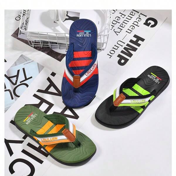 Nuevos chanclas para hombres, sandalias de playa antideslizantes, versión coreana, personalizadas, chancletas de dedo para exteriores