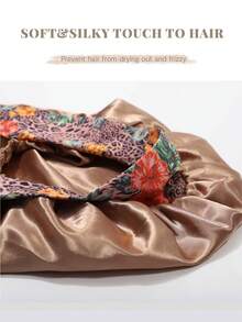 1pc Long Satin Printed Braided Hat - Sleep Silk Hair Cap With Elastic Straps, Suitable For With Curly Hair(Random Print Pattern) - A - View 5