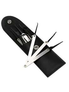 15-Piece Black Tool Handbag Professional Household Lock Pick Set, Silver, Widely Used. Lock Picking Is A Skill For Professionals And Hobbyists. This Set Of Lock Pick Tools Is Sufficient To Handle Any Situation, Outdoor Lock Indoor Lock Gate Lock Guided Pick, Waterproof Padlock Set For School Gym Locker Brass Lock Key Set - View 10