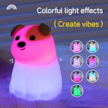 Silicone Night Light Night Light Dog Night Light With Timer, Dimmable Night Lamp, USB Rechargeable LED Night Light Room Decor Bedroom Lights, Bedside Lamp, 1200 MAh Battery Lamp & Timing, Portable Room, Silicone Dog