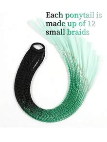 2-Pack Handwoven Colored Ponytail Wig 24-Inch Rubber Band Colored Braid Hair Extensions Ladies Party Role Play Holiday Dress Stage Show Accessories Three-Strand Braid Wig - SC8 - Xem 2