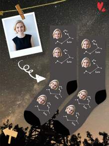 1 paire 2025 Nouvelles chaussettes personnalisées avec 12 constellations, chaussettes personnalisées avec carte des 12 constellations, chaussettes personnalisées à col rond amusantes (avec photos) comme cadeau pour femmes, cadeau pour hommes pour la Saint-Valentin, anniversaire, pour l'être aimé, chaussettes fantaisie pour hommes, chaussettes fantaisie pour femmes, chaussettes personnalisées pour la famille