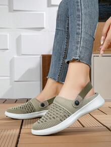 Sandali da donna con suola morbida, leggeri, con punta tonda, slip-on, sportivi, estivi, antiscivolo, di stile collegiale, minimalisti, casual, comodi