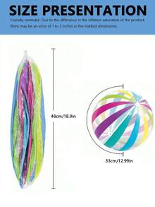 1 pieza Bola inflable transparente a rayas, Bola transparente con puntos de PVC, Bola inflable con estampado de lunares y rayas de colores, Accesorios para fiestas en el hogar, Decoración para fiestas en la piscina, Regalo, Artículos esenciales para la playa, Accesorios para la playa, Flotador de piscina - Multicolor - Ver 5