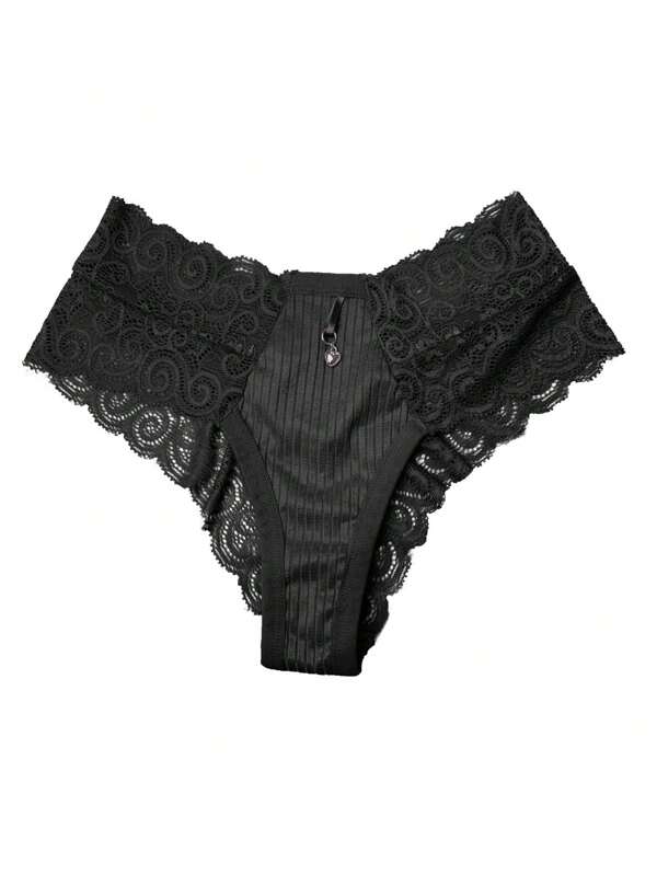Calcinha Semi Fio em Renda com Pingente de Coração