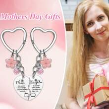 2pcs (1 Set) Heart Shaped Keychain Gift Set For Mom And Daughter, Mother's Day & Daughter Gift