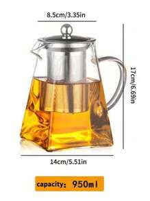 1 Stück dickwandiger hochhitzbeständiger und frostfester Teekanne aus Borosilikatglas, mit 304er Edelstahlfilter, für losen Tee, Kaffee, kochendes Wasser, geeignet für Gasherd & Induktionskochfeld, für Zuhause & Büro, Schulanfang