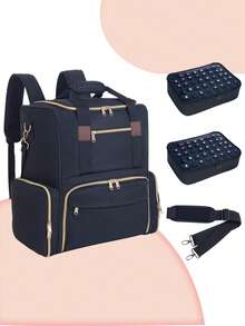 This Nail Polish Storage Backpack Can Hold 80 Bottles (15ml/0.5 Fl Oz) Of Nail Polish And One Manicure Lamp, With 2 Detachable Storage Bags And 6 Tool Compartments, Making It An Ideal Travel Companion For Nail Technicians And Beauty Enthusiasts, As Well As A Great Gift For Women, Christmas, And Other Occasions. - Multicolor - View 9