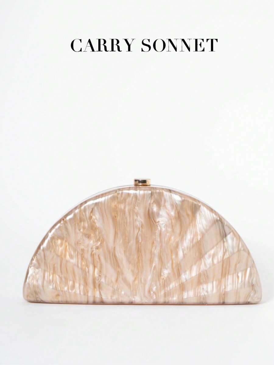 Exquisite Seashell Shaped Prom Bag, Suitable For Various Occasions, Stylish And Versatile, Showcasing Unique Taste, Teacher Gifts, Holiday Essentials, Travel Essentials - Champagne - View 1